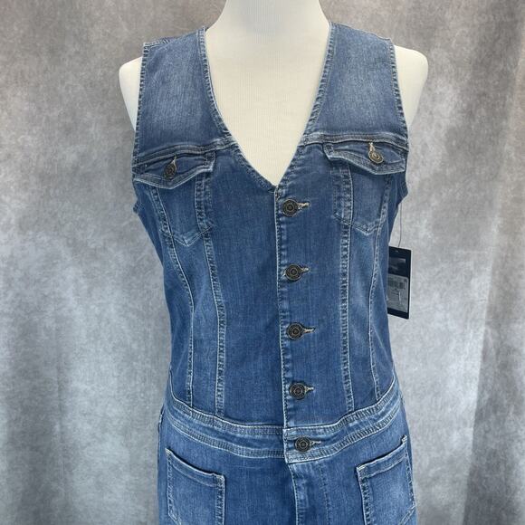 Guess Layla Blue Denim Jumpsuit Women's Size XL Sleeveless V Neck New with Tag - Picture 2 of 9